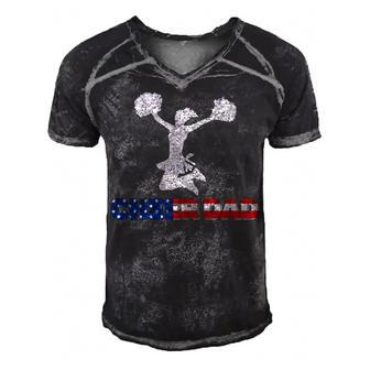 Mens 4Th Of July Us Flag Cheer Dad Gift For Fathers Day Men's Short Sleeve V-neck 3D Print Retro Tshirt - Seseable