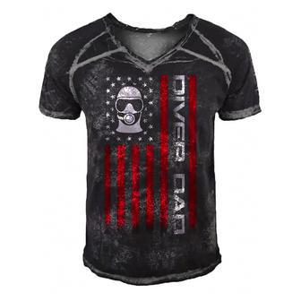 Mens 4Th Of July Us Flag Diver Dad Gift For Fathers Day Men's Short Sleeve V-neck 3D Print Retro Tshirt - Seseable