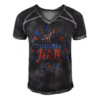 Mens All American Dad 4Th Of July Family Matching Cute Holiday Men's Short Sleeve V-neck 3D Print Retro Tshirt - Seseable