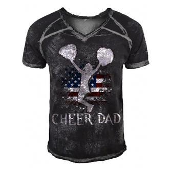 Mens American Flag Cheer Dad 4Th Of July Fathers Day Funny Men's Short Sleeve V-neck 3D Print Retro Tshirt - Seseable
