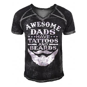 Mens Awesome Dads Have Tattoos And Beards Fathers Day V3 Men's Short Sleeve V-neck 3D Print Retro Tshirt - Seseable