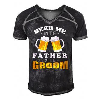 Mens Beer Me Im The Father Of The Groom Men's Short Sleeve V-neck 3D Print Retro Tshirt | Mazezy