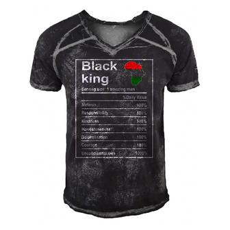 Mens Black History Month African Men Black King Nutrition Facts Men's Short Sleeve V-neck 3D Print Retro Tshirt | Mazezy