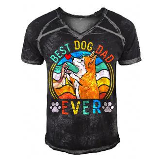 Mens Corgi Best Dog Dad Ever Gifts Dog Lover Men's Short Sleeve V-neck 3D Print Retro Tshirt - Monsterry