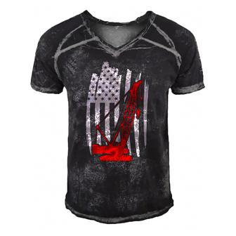 Mens Crane Operator Gifts Usa Flag American Themed Decor Men's Short Sleeve V-neck 3D Print Retro Tshirt | Mazezy