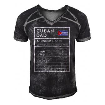 Mens Cuban Dad Nutrition Facts National Pride Gift For Dad Men's Short Sleeve V-neck 3D Print Retro Tshirt | Mazezy
