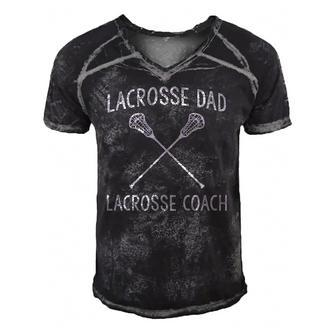 Mens Dad Lacrosse Coach Lax Dad Coach Gift Men's Short Sleeve V-neck 3D Print Retro Tshirt | Mazezy