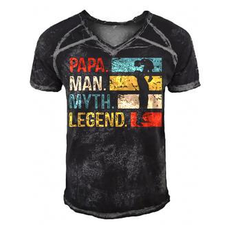 Mens Dad Man Myth Legend Christmas Father Birthday Gifts Men's Short Sleeve V-neck 3D Print Retro Tshirt - Seseable