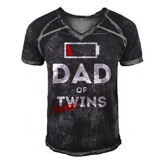Mens Dad Of Crazy Twins Clothes Gift Father Husband Dad Funny Men Men's Short Sleeve V-neck 3D Print Retro Tshirt | Mazezy