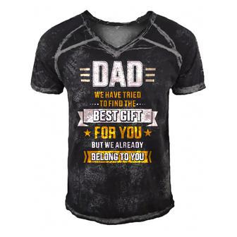 Mens Dad Tried Find Best Belong To Fathers Day From Daughter Son Men's Short Sleeve V-neck 3D Print Retro Tshirt | Mazezy