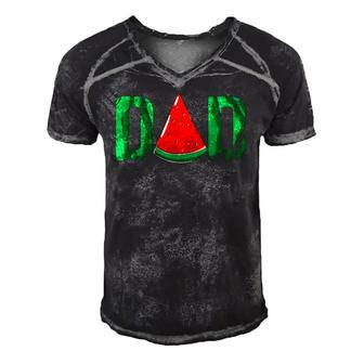 Mens Dad Watermelon Funny Summer Fruit Dad Fathers Day Men's Short Sleeve V-neck 3D Print Retro Tshirt | Mazezy