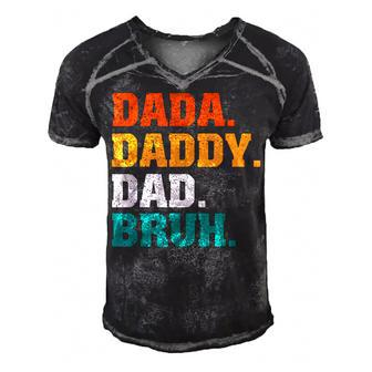 Mens Dada Daddy Dad Bruh From Son Boys Fathers Day  V2 Men's Short Sleeve V-neck 3D Print Retro Tshirt