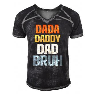 Mens Dada Daddy Dad Bruh Funny Father Gift Men's Short Sleeve V-neck 3D Print Retro Tshirt | Mazezy
