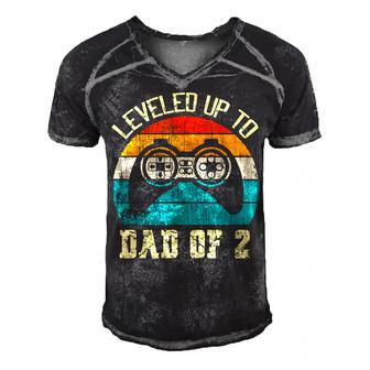 Mens Daddy Again Leveled Up To Dad Of 2 Dad V2 Men's Short Sleeve V-neck 3D Print Retro Tshirt - Seseable