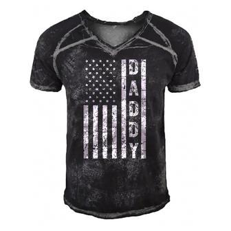 Mens Daddy American Flag Fathers Day Patriotic Usa 4Th Of July Men's Short Sleeve V-neck 3D Print Retro Tshirt | Mazezy