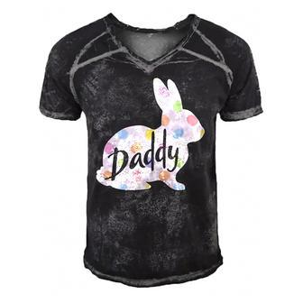 Mens Daddy Bunny Easter Egg Polka Dot Bunny Rabbit Father Dad Men's Short Sleeve V-neck 3D Print Retro Tshirt | Mazezy