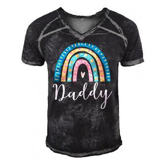 Mens Daddy Rainbow Gifts For Men Dad Family Matching Birthday Men's Short Sleeve V-neck 3D Print Retro Tshirt | Mazezy