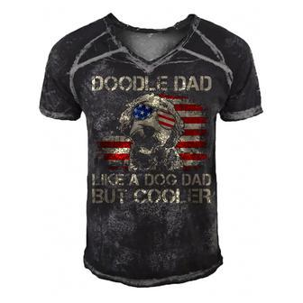 Mens Doodle Dad Like A Dog Dad But Cooler Usa Flag 4Th Of July Men's Short Sleeve V-neck 3D Print Retro Tshirt - Seseable