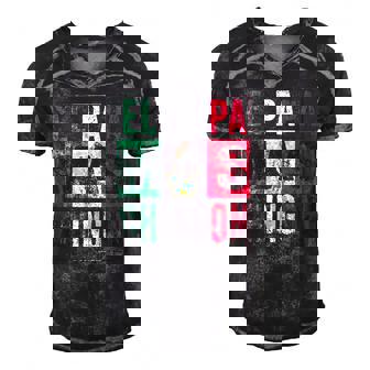 Mens El Papa Mas Chingon Funny Best Mexican Dad Men's Short Sleeve V-neck 3D Print Retro Tshirt | Mazezy