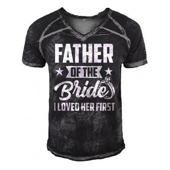 Mens Father Of The Bride I Loved Her First Wedding Fathers Day Men's Short Sleeve V-neck 3D Print Retro Tshirt | Mazezy