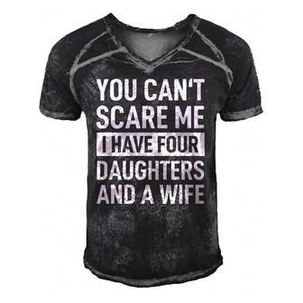 Mens Father You Cant Scare Me I Have Four Daughters And A Wife Men's Short Sleeve V-neck 3D Print Retro Tshirt | Mazezy