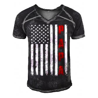 Mens Fathers Day Best Dad Ever Usa American Flag Men's Short Sleeve V-neck 3D Print Retro Tshirt | Mazezy