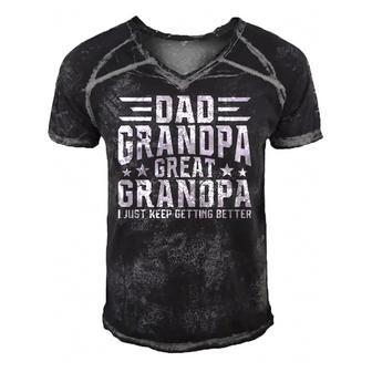Mens Fathers Day From Grandkids - Dad Grandpa Great Grandpa Men's Short Sleeve V-neck 3D Print Retro Tshirt | Mazezy