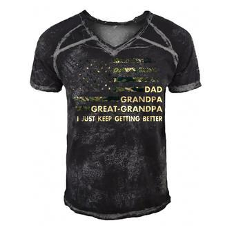 Mens Fathers Day Gift From Grandkids Dad Grandpa Great Grandpa Men's Short Sleeve V-neck 3D Print Retro Tshirt | Mazezy