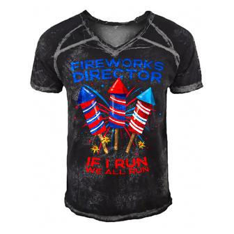 Mens Fireworks Director Funny 4Th Of July If I Run Patriotic Men's Short Sleeve V-neck 3D Print Retro Tshirt - Seseable
