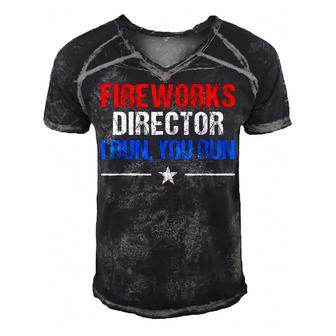 Mens Fireworks Director I Run You Run Funny 4Th Of July Men's Short Sleeve V-neck 3D Print Retro Tshirt - Seseable