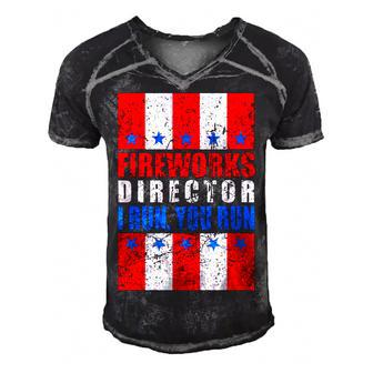 Mens Fireworks Director I Run You Run Funny 4Th Of July V2 Men's Short Sleeve V-neck 3D Print Retro Tshirt - Seseable