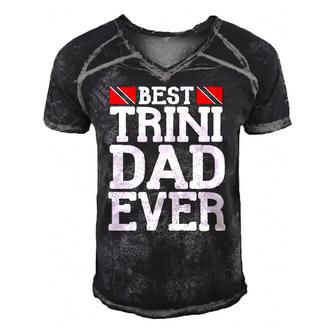 Mens Flag Castle Best Trini Dad Ever Fathers Day Trinidad Men's Short Sleeve V-neck 3D Print Retro Tshirt | Mazezy