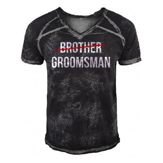 Mens From Brother To Groomsman Wedding Party Groomsmen Proposal Men's Short Sleeve V-neck 3D Print Retro Tshirt | Mazezy