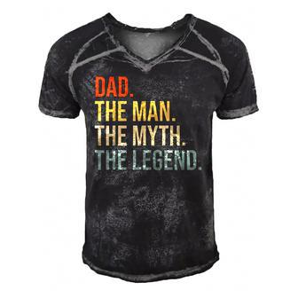 Mens Funny Dad Fathers Day Dad The Man The Myth The Legend Men's Short Sleeve V-neck 3D Print Retro Tshirt | Mazezy