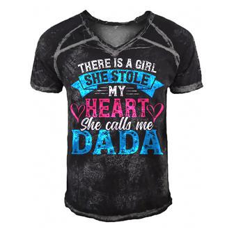 Mens Funny Fathers Day Shirt A Girl She Calls Me Dada Grandpa 7 Shirt Men's Short Sleeve V-neck 3D Print Retro Tshirt | Favorety UK