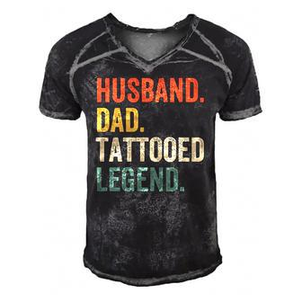 Mens Funny Tattoo Husband Dad Tattooed Legend Vintage Men's Short Sleeve V-neck 3D Print Retro Tshirt | Mazezy