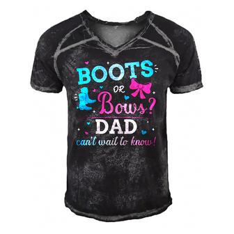 Mens Gender Reveal Boots Or Bows Dad Matching Baby Party Men's Short Sleeve V-neck 3D Print Retro Tshirt | Mazezy
