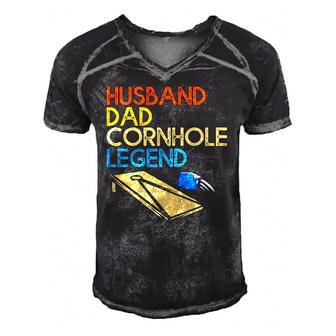 Mens Husband Dad Cornhole Legend Men's Short Sleeve V-neck 3D Print Retro Tshirt