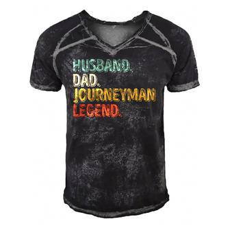 Mens Husband Dad Journeyman Legend Funny Fathers Day Men's Short Sleeve V-neck 3D Print Retro Tshirt | Mazezy