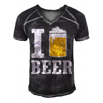 Mens I Love Beer Drinking Oktoberfest Lager Ale Party Gift Men's Short Sleeve V-neck 3D Print Retro Tshirt | Mazezy