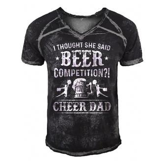 Mens I Thought She Said Beer Competition Funny Cheer Dad Gift Men's Short Sleeve V-neck 3D Print Retro Tshirt | Mazezy