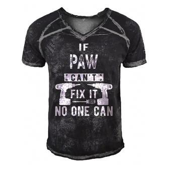 Mens If Paw Cant Fix It No One Can Grandpa Men's Short Sleeve V-neck 3D Print Retro Tshirt | Mazezy