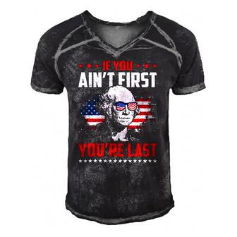 Mens If You Aint First Youre Last George Washington Men's Short Sleeve V-neck 3D Print Retro Tshirt | Mazezy