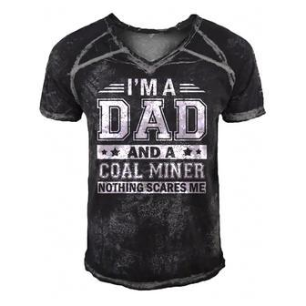 Mens Im A Dad And A Coal Miner Nothing Scares Megifts Men's Short Sleeve V-neck 3D Print Retro Tshirt | Mazezy