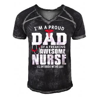 Mens Im A Proud Dad Of A Freaking Awesome Nurse Daughter Father Men's Short Sleeve V-neck 3D Print Retro Tshirt | Mazezy UK
