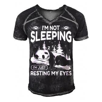 Mens Im Not Sleeping Im Just Resting My Eyes Dad Apparel Men's Short Sleeve V-neck 3D Print Retro Tshirt - Seseable