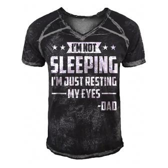 Mens Im Not Sleeping Im Just Resting My Eyes Dad Fathers Day Men's Short Sleeve V-neck 3D Print Retro Tshirt - Seseable