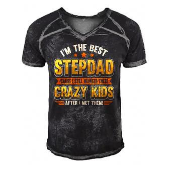 Mens Im The Best Stepdad Cause I Still Wanted These Crazy Kids Men's Short Sleeve V-neck 3D Print Retro Tshirt | Mazezy
