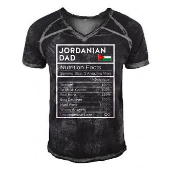 Mens Jordanian Dad Nutrition Facts National Pride Gift For Dad Men's Short Sleeve V-neck 3D Print Retro Tshirt | Mazezy AU