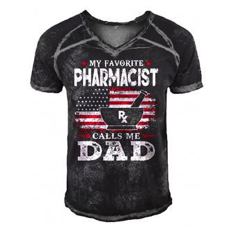 Mens My Favorite Pharmacist Calls Me Dad Usa Flag Fathers Day Men's Short Sleeve V-neck 3D Print Retro Tshirt | Mazezy